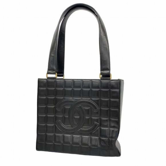 Chanel Chocobar Tote Bag Black Lambskin Gold Hardware Pre-owned Women's - Picture 1 of 16